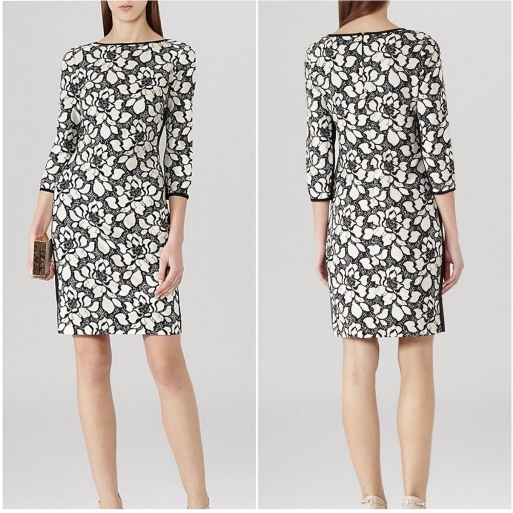 Reiss Dress Arabella Floral Print Bonded Dress Size